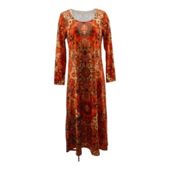 N/A Orange Graphic Maxi Dress