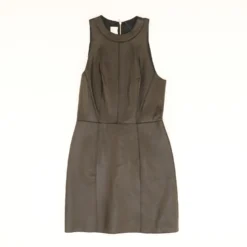 3.1 Phillip Lim Black Solid Seamed Lambskin Leather Tank Dress