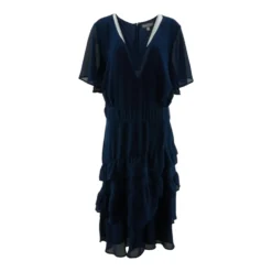 Navy Solid Formal Dress