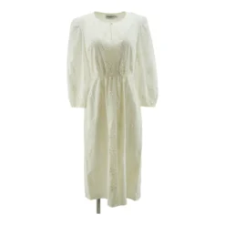 White Solid Midi Dress