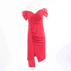 Red Solid Formal Dress