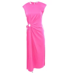 Magenta Solid Midi Dress
