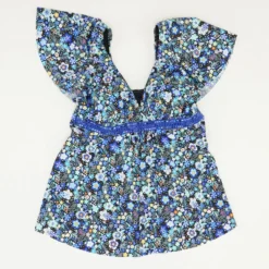 Blue Floral Swim Top