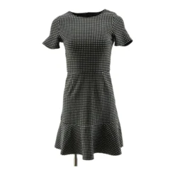 Aqua Black Check Midi Dress