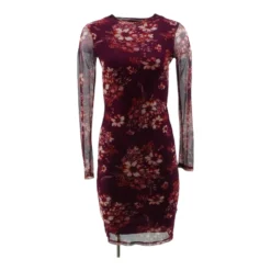 Maroon Floral Midi Dress