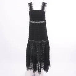 Black Eyelet Midi Dress