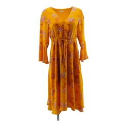 Mustard Floral Midi Dress