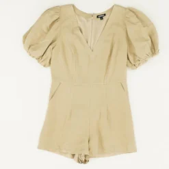 Express Tan Solid Romper