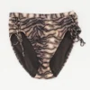 Black And Tan Animal Print High Waist Swim Bottom - Size S