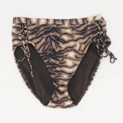 Black And Tan Animal Print High Waist Swim Bottom - Size S