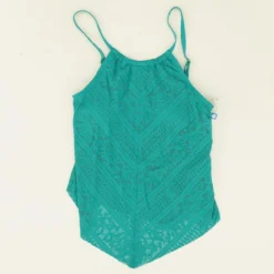 Teal Eyelet Swim Top
