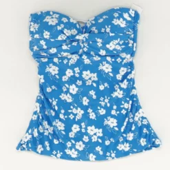 Twist Front Lace-Up Back Bandeau Tankini Top - Size XS