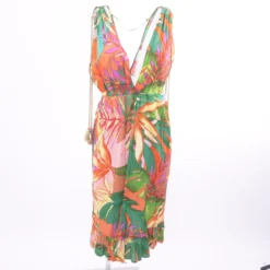 Multi Tropical Midi Dress