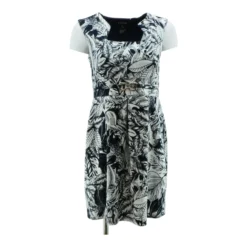 Navy Tropical Midi Dress