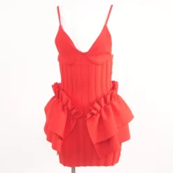 Red Solid Mini Dress