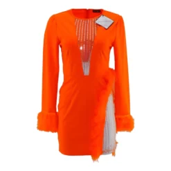 Orange Graphic Midi Dress