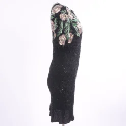 80's Silk Embellished Midi Dress In Black -Swimwear Shore 6d3b7a9f ad6c 4bc4 b905 e5b941a7d6a5