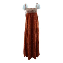 Spiritual Gangster Rust Embroidered Detail Maxi Dress