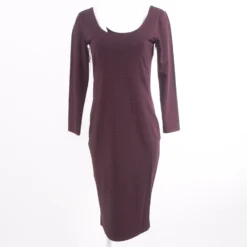 Maroon Houndstooth Midi Dress