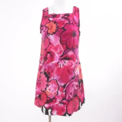 Roberto Cavalli Magenta Sleeveless Floral Mini Dress