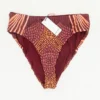 Maroon Animal Print Swim Bottom