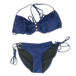 Ruffled Navy Two-Piece Bikini Set - Size S