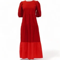 Old Navy Red Color Block Maxi Dress
