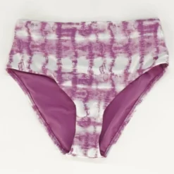 Summer Stripes High-Rise Bikini Bottoms In Purple Fuchsia - Size S, M