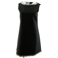 Prada Black Crystal Embellished Mini Dress