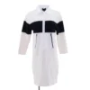 CYNTHIA ROWLEY White Color Block Midi Dress