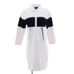 CYNTHIA ROWLEY White Color Block Midi Dress