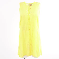 Johnny Was Yellow Eyelet Mini Dress