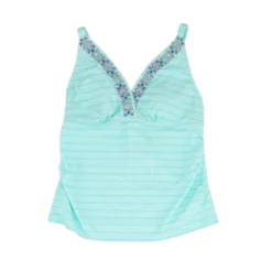 Turquoise Embroidered Detail Swim Top