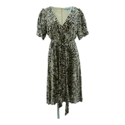 Beige Animal Print Midi Dress