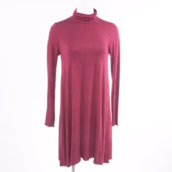 Burgundy Solid Midi Dress