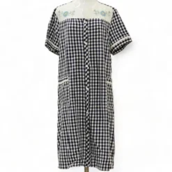 Navy Check Gown