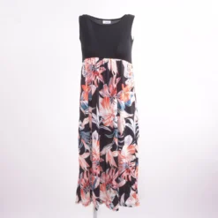 Black Tropical Midi Dress