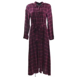 Burgundy Plaid Maxi Dress