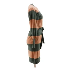 Green & Tan Striped Midi Sweater Dress -Swimwear Shore b4be3ecd 091c 4eb6 b848 8623d17ec9e5