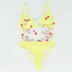 N/A Neon Yellow Floral One-Piece