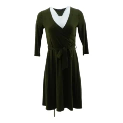 Green Solid Midi Dress