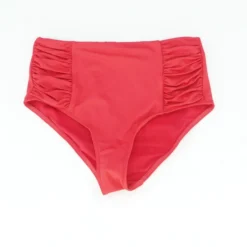 Essential Gathered Side High-Waist Swim Bottom In Red - Size 4, 6