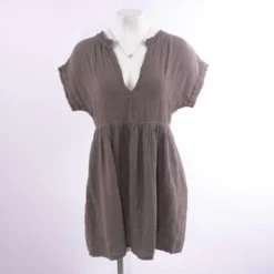 Gray Solid Midi Dress