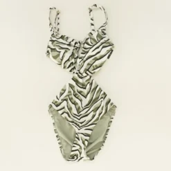 Beach Chic Printed Twist-Front One-Piece Swimsuit In Summer Sage - Size XS