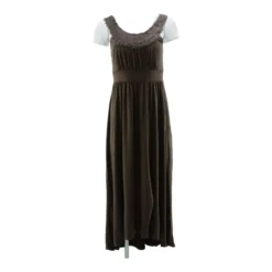 Brown Solid Maxi Dress