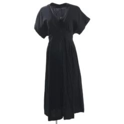 Black Solid Midi Dress