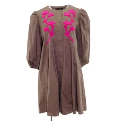 CYNTHIA ROWLEY Khaki Solid Mini Dress