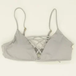 Gray Solid Swim Top