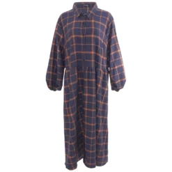 Navy Check Midi Dress