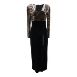 Joseph Ribkoff 2003 Zebra Print Long Sleeve Velvet Maxi Dress